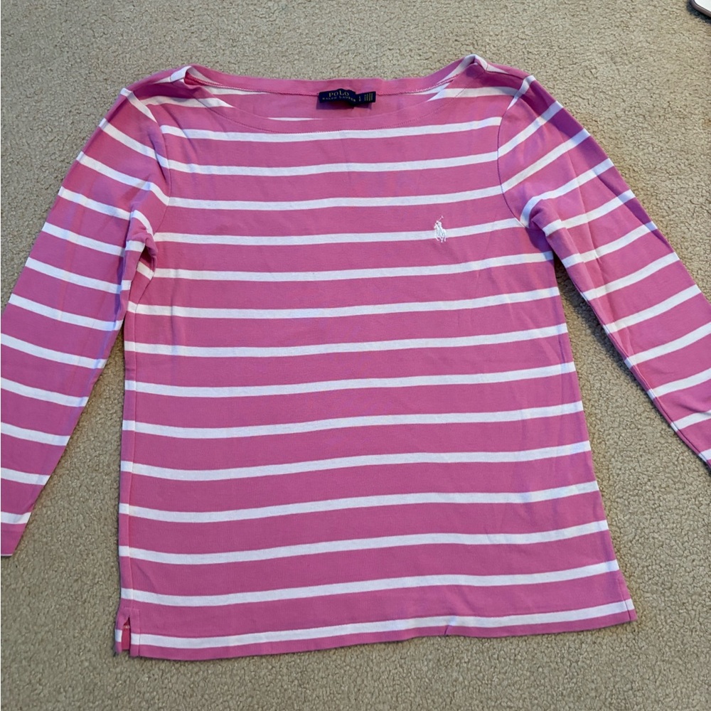 Ralph Lauren Pink and White Striped Top